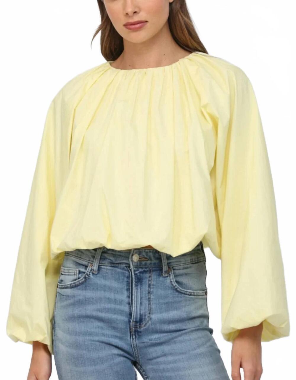 NEW FATE cropped gathered top in lemon